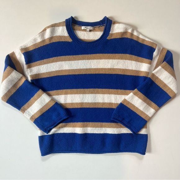 Madewell Striped Belmore Pullover Sweater in Coziest Textured Yarn Small - Picture 3 of 9
